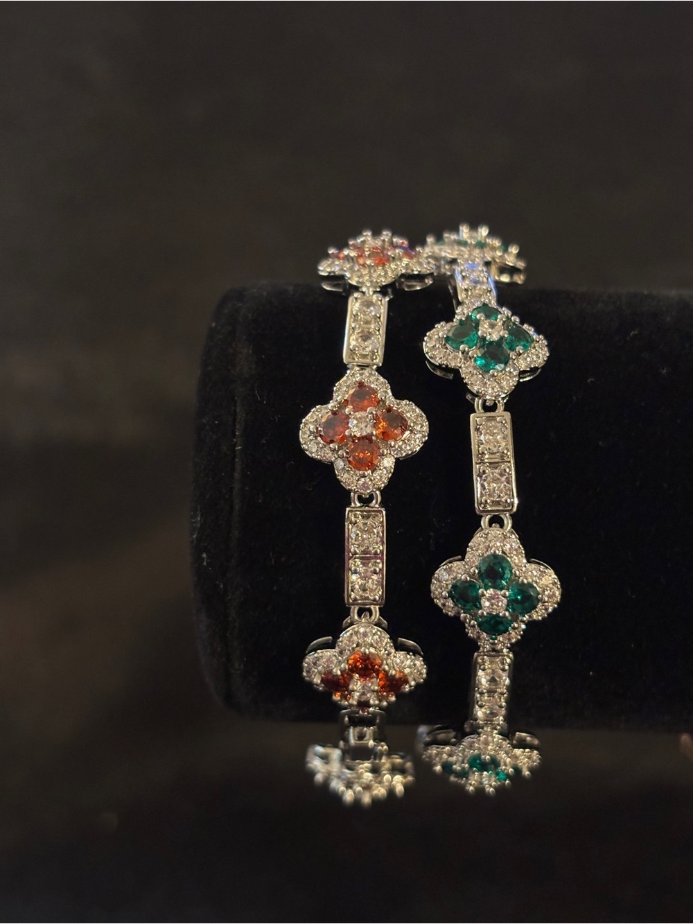 2 4.3mm Silver Tone Clover Station Link Bracelets 8in. - Picture 4 of 17